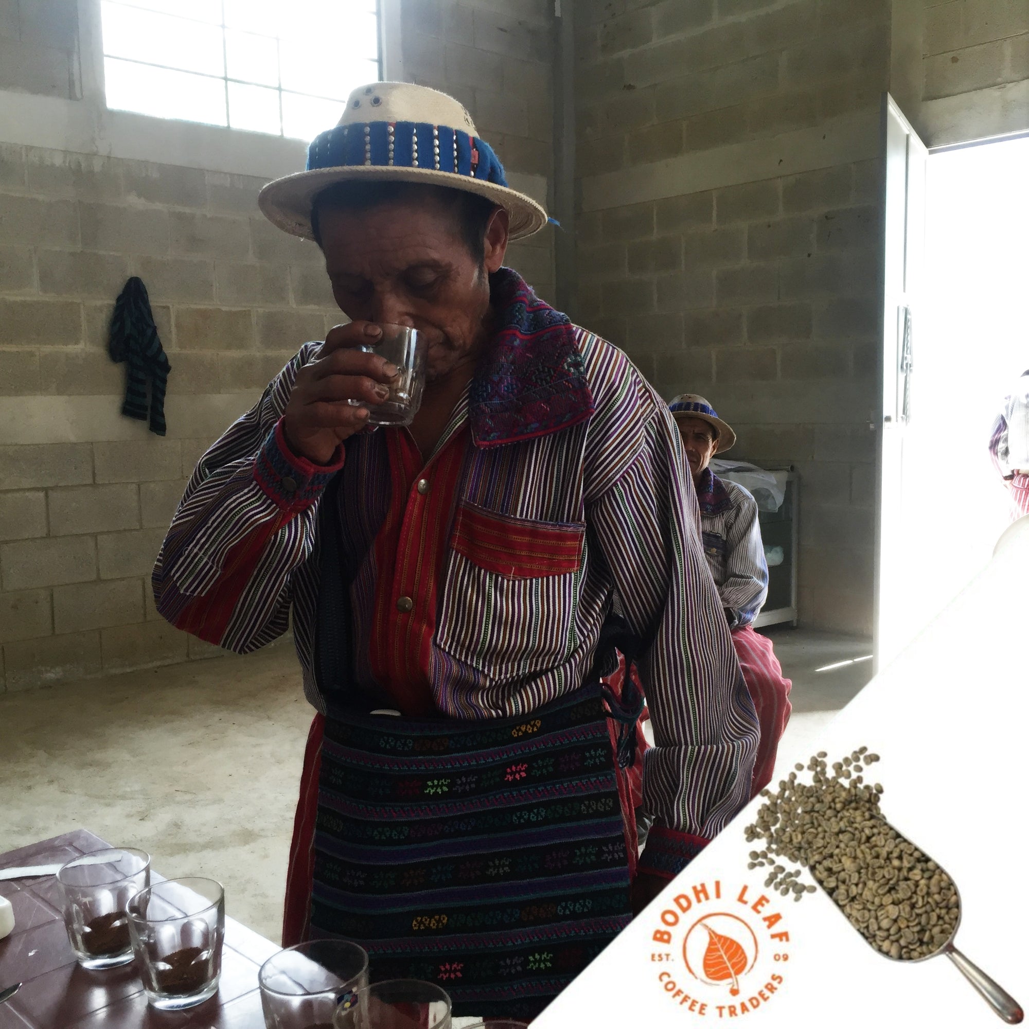 Man cupping coffees from glass cups